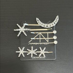 Silver Rhinestone Star and Moon Hair Clips